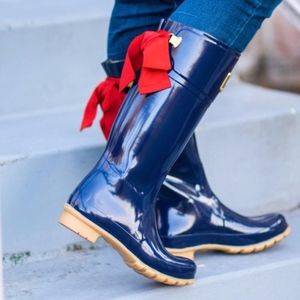 Joules French Navy Evedon Bow Rain Boot - 8 US